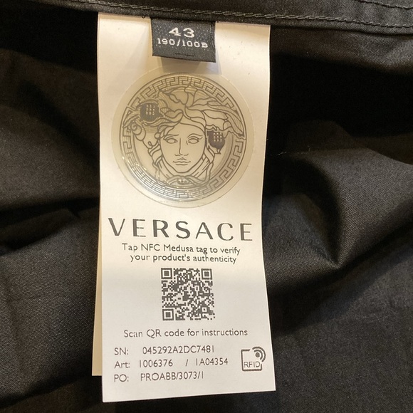 NWT Versace Black Greca Printed Long Sleeve Shirt - Sz L - Picture 9 of 12